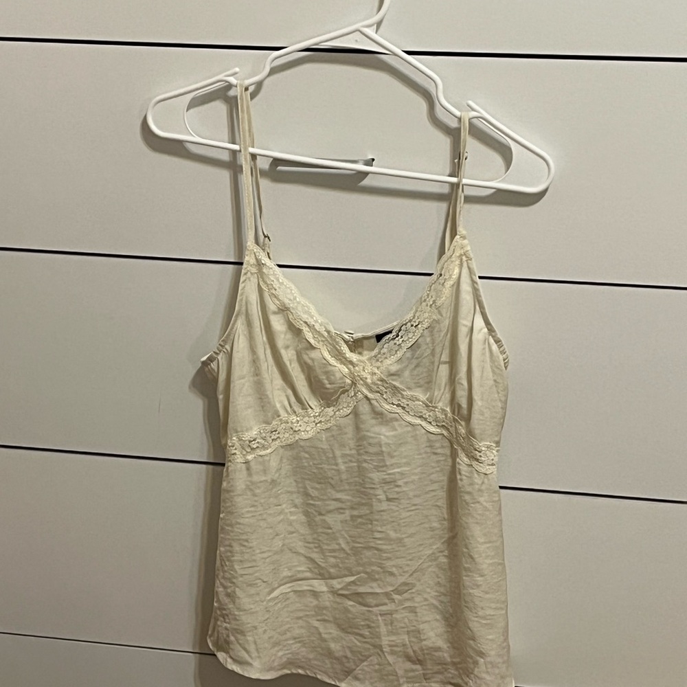 Forever 21 Cream Lace Trim Tank Top